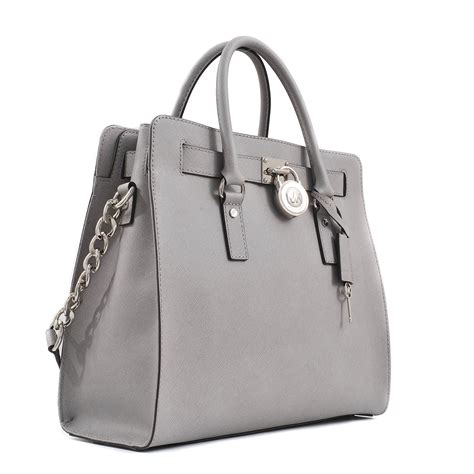 hamilton bag michael kors gray beige|Michael Kors Hamilton studded bag.